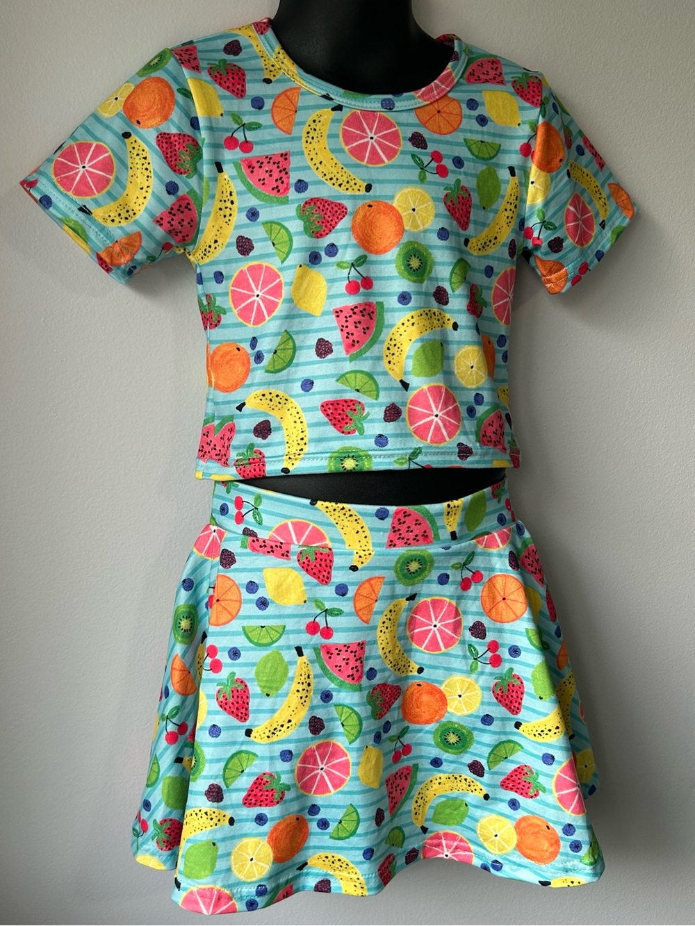 Summer Fruits 2-Piece Skirt & Top Set Handmade 10T NEW
